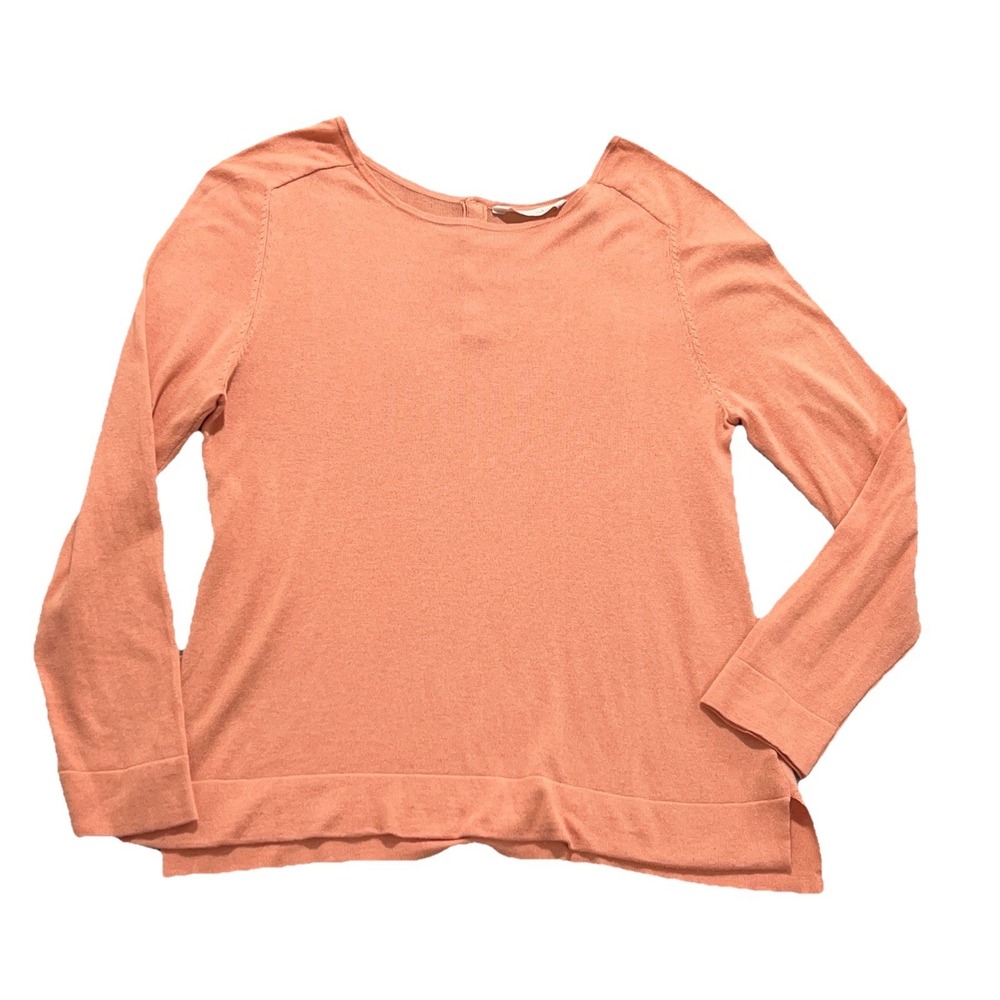 Soft Surroundings Women's Petite Medium Go Lively Button Back Sweater Orange